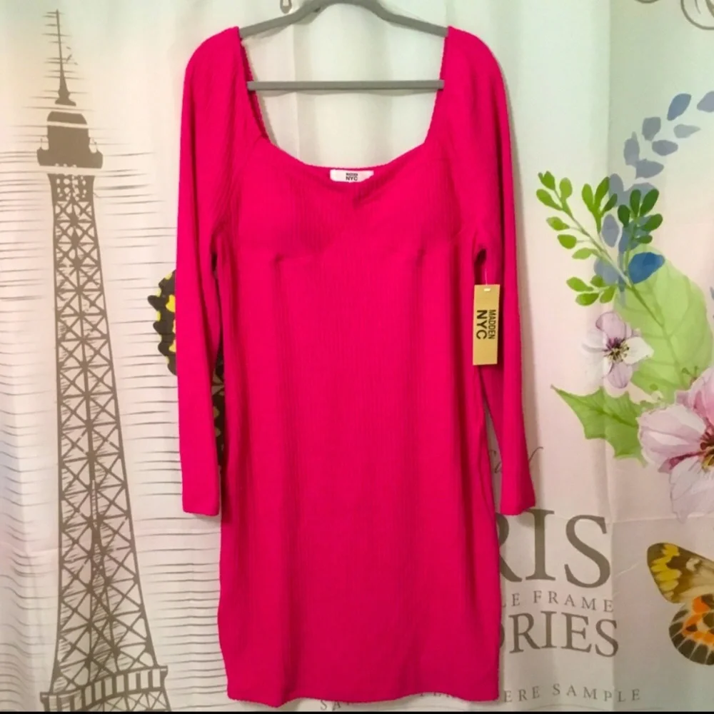 Madden NYC~NWT~Women’s Textured Dress in Punk Pink~Size XXL - Picture 5 of 10